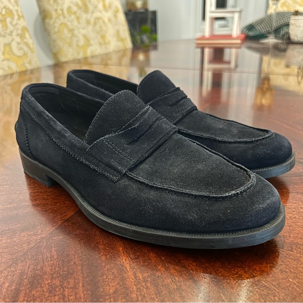 Massimo Dutti Men's Suede Leather Loafers Slip On Business Casual Shoes Black 40
